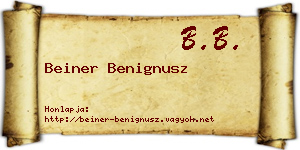 Beiner Benignusz névjegykártya